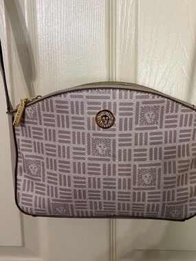 Women's Pink Patterned Crossbody Bag with Gold Accent. Anne Klein.